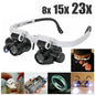 2XLED Watch Jeweler Repair Magnifier Head-Mounted Headband Adjustable